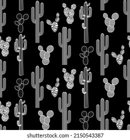 Vector seamless half-drop pattern, with cactus