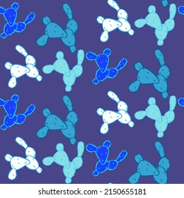 Vector seamless half-drop pattern, with cactus