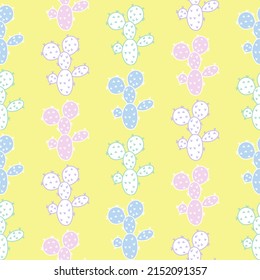 Vector seamless half-drop pattern, with cactus