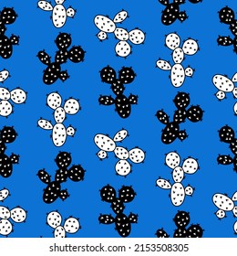 Vector seamless half-drop pattern, with cactus