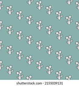 Vector seamless half-drop pattern, with cactus