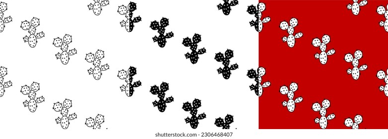 Vector seamless half-drop pattern, with cactus