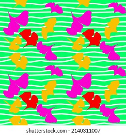 Vector seamless half-drop pattern, with  flowers