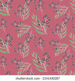 Vector seamless half-drop pattern, with flowers