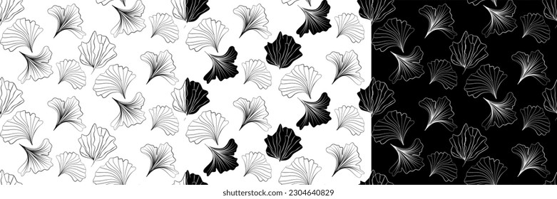 Vector seamless half-drop pattern, with  leaf