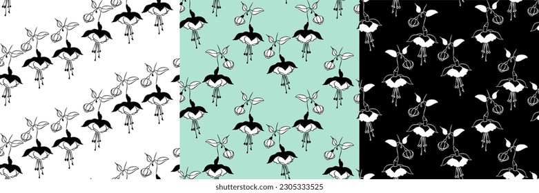 Vector seamless half-drop pattern, with  leaf