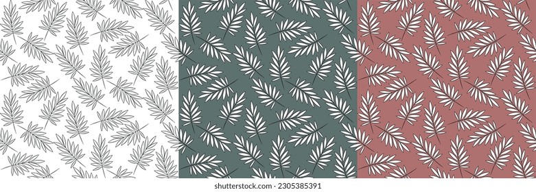 Vector seamless half-drop pattern, with  leaf