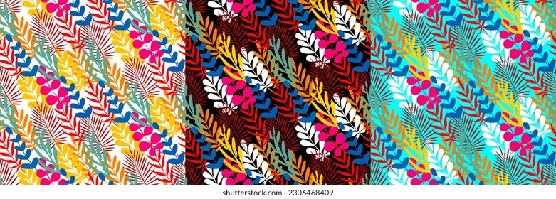 Vector seamless half-drop pattern, with  leaf