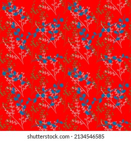 Vector seamless half-drop pattern, with leaves
