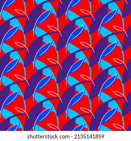 Vector seamless half-drop pattern, with leaves