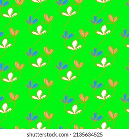 Vector seamless half-drop pattern, with leaves 
