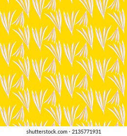 Vector seamless half-drop pattern, with leaves and flowers