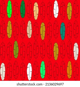 Vector seamless half-drop pattern, with leaves