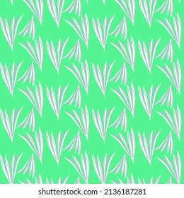 Vector seamless half-drop pattern, with leaves and flowers