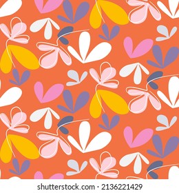 Vector seamless half-drop pattern, with leaves