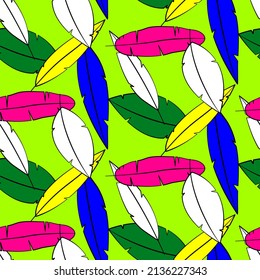 Vector seamless half-drop pattern, with leaves