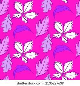 Vector seamless half-drop pattern, with leaves