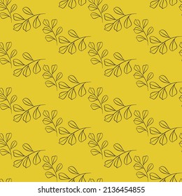 Vector seamless half-drop pattern, with leaves