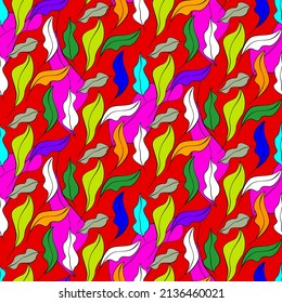 Vector seamless half-drop pattern, with leaves 