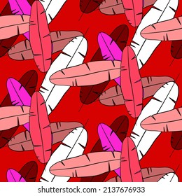 Vector seamless half-drop pattern, with leaves 
