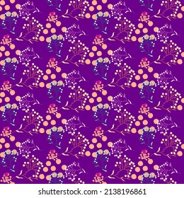 Vector seamless half-drop pattern, with leaves and bud