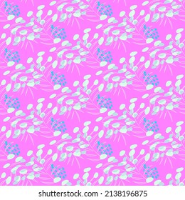 Vector seamless half-drop pattern, with leaves