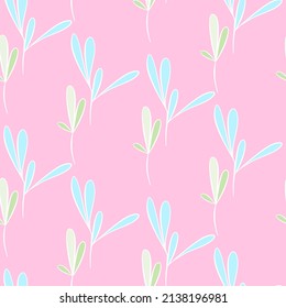 Vector seamless half-drop pattern, with leaves 