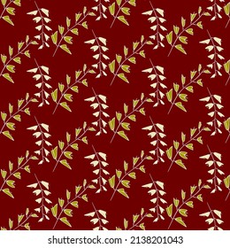 Vector seamless half-drop pattern, with leaves