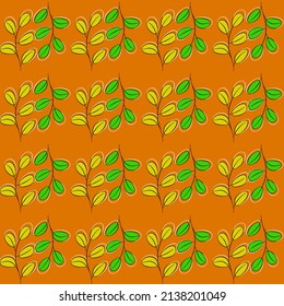 Vector seamless half-drop pattern, with leaves 