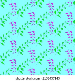 Vector seamless half-drop pattern, with leaves
