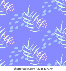 Vector seamless half-drop pattern, with leaves