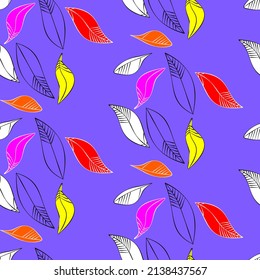 Vector seamless half-drop pattern, with leaves 