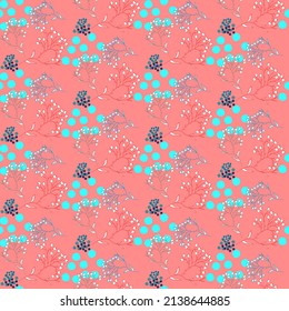 Vector seamless half-drop pattern, with leaves and bud