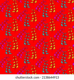 Vector seamless half-drop pattern, with leaves