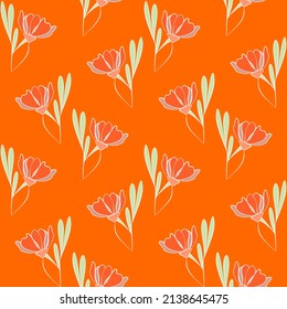 Vector seamless half-drop pattern, with leaves 