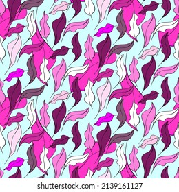 Vector seamless half-drop pattern, with leaves