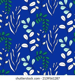 Vector seamless half-drop pattern, with leaves 