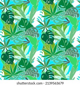 Vector seamless half-drop pattern, with leaves 