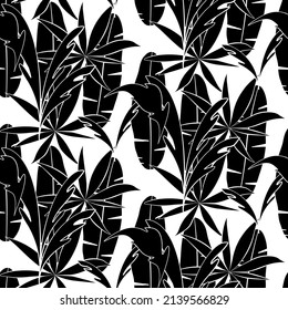 Vector seamless half-drop pattern, with leaves 