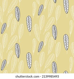 Vector seamless half-drop pattern, with leaves 