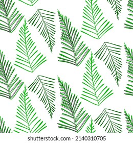 Vector seamless half-drop pattern, with leaves 