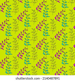 Vector seamless half-drop pattern, with leaves 