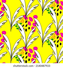 Vector seamless half-drop pattern, with leaves 