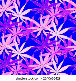 Vector seamless half-drop pattern, with leaves 