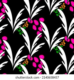 Vector seamless half-drop pattern, with leaves 