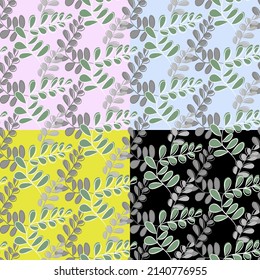 Vector seamless half-drop pattern, with leaves 