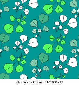Vector seamless half-drop pattern, with leaves 