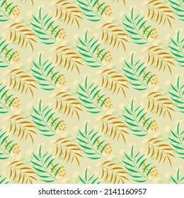 Vector seamless half-drop pattern, with leaves 