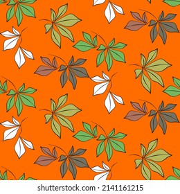 Vector seamless half-drop pattern, with leaves 