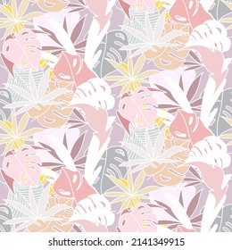 Vector seamless half-drop pattern, with leaves 
